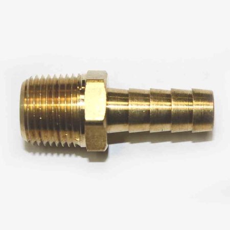 Interstate Pneumatics Brass Hose Barb Fitting, Connector, 3/8 Inch Barb X 3/8 Inch NPT Male End FM66